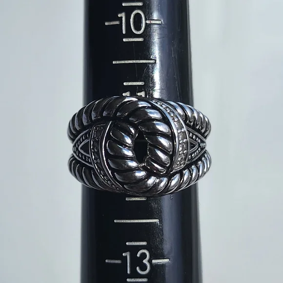 Premier Designs "Bound Together" faux rhodium plated unisex ring size 11.5 nwot - Picture 11 of 12